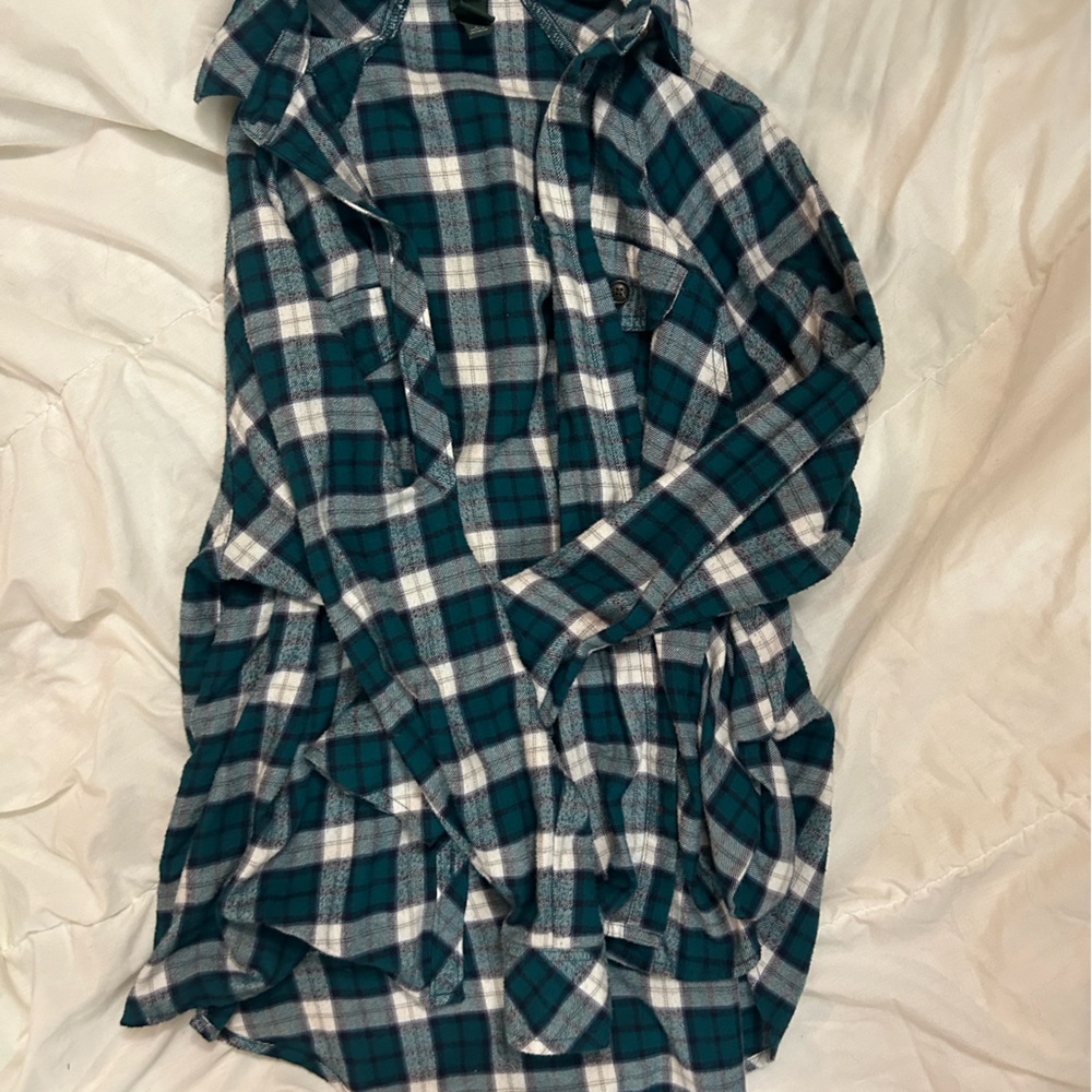 green and white checkered flannel